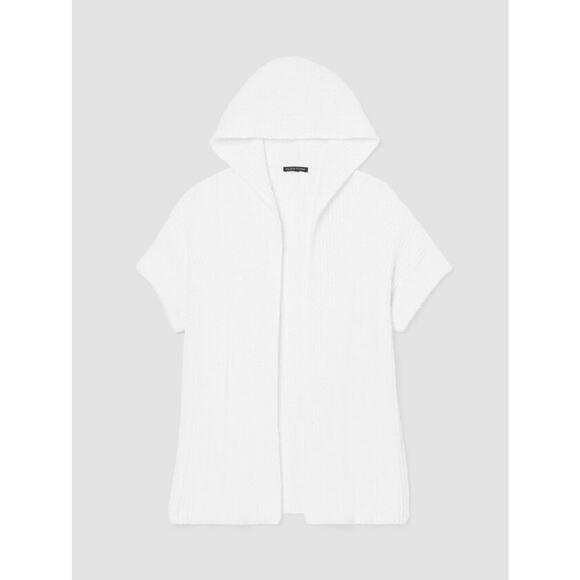 Eileen Fisher Peruvian Organic Cotton Boucle Hooded Cardigan White Size 2X - Picture 4 of 9